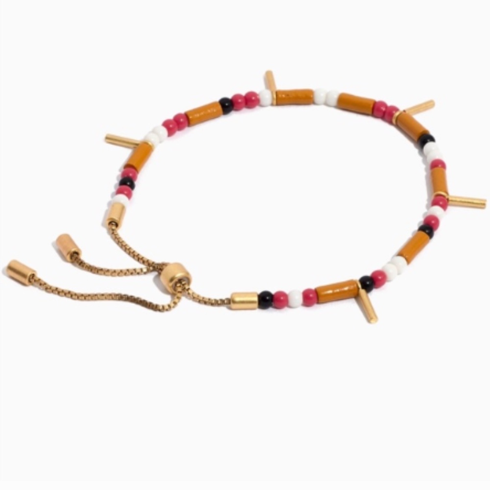 Madewell Seed Bead Adjustable Gold Pulley Bracelet